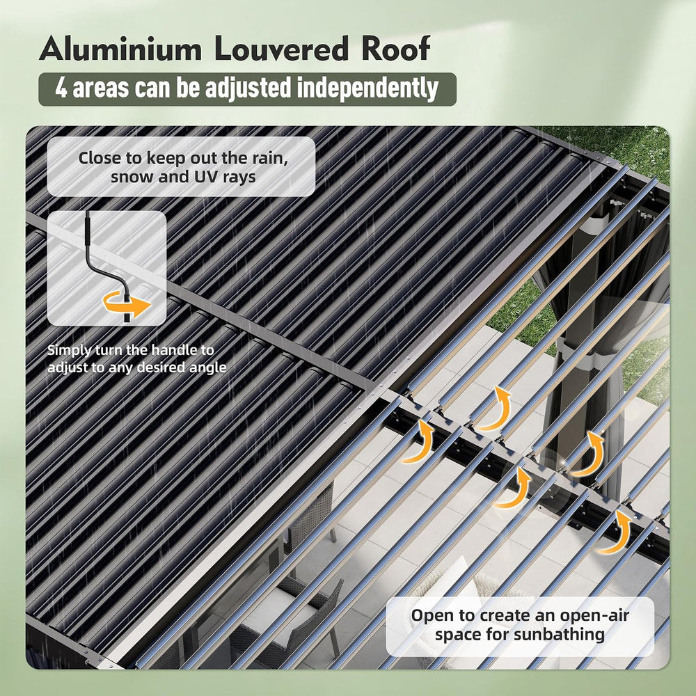 12'x20' Louvered Pergola with Aluminum Frame