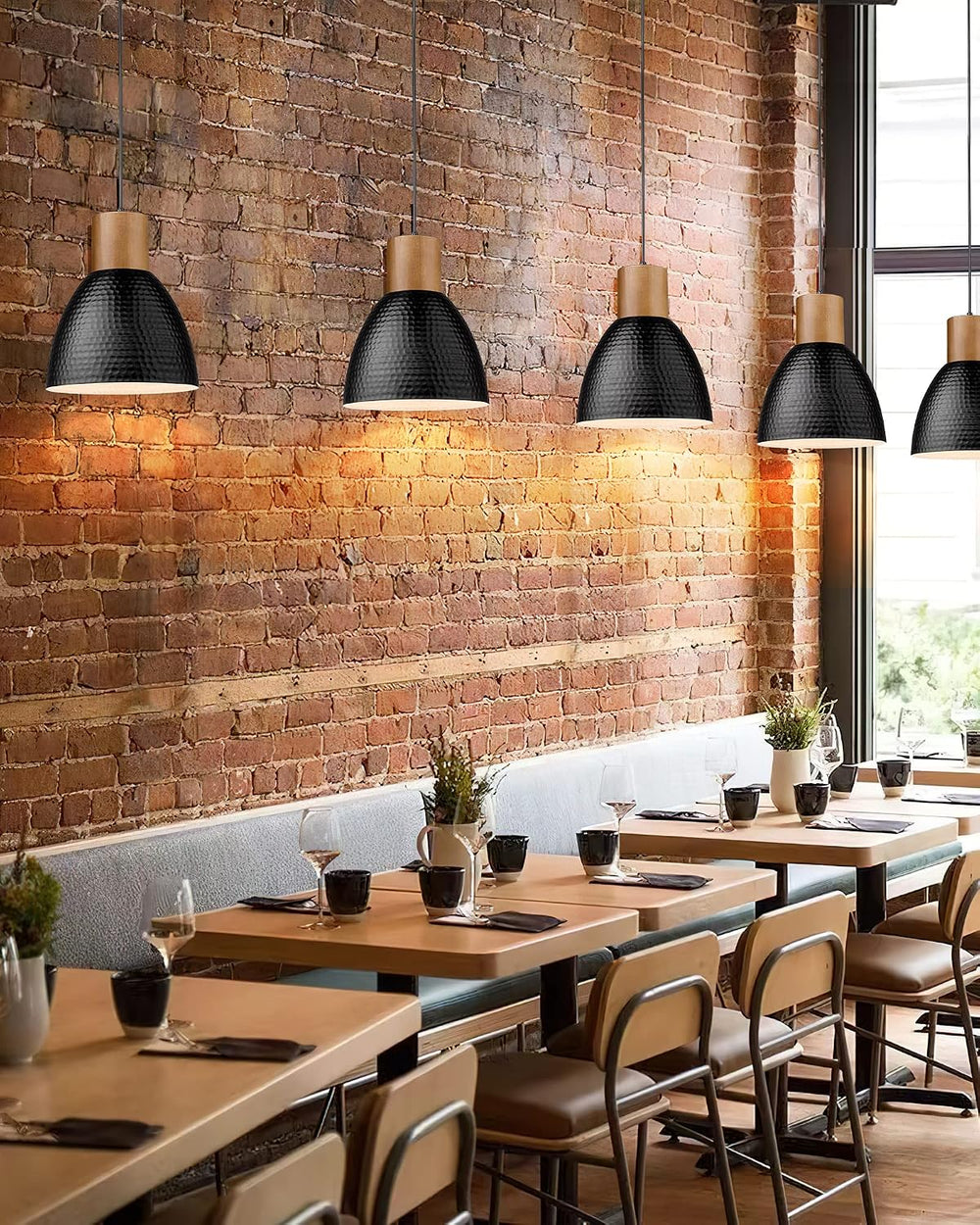 ELYONA 3 Pack Hammered Pendant Lights for Kitchen Island 7” Small Metal Solid...