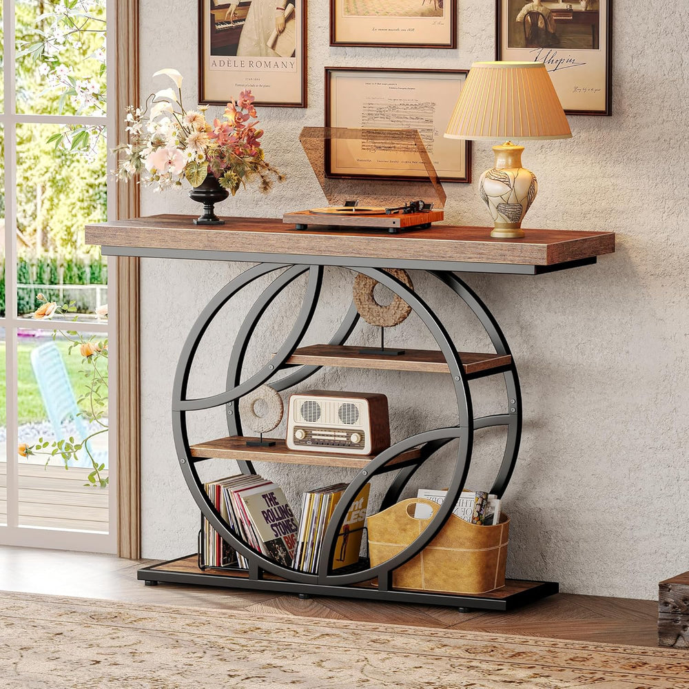 Huuger 41.3 Inch Entryway Table with Artistic Curved Metal Frame,Sofa Table