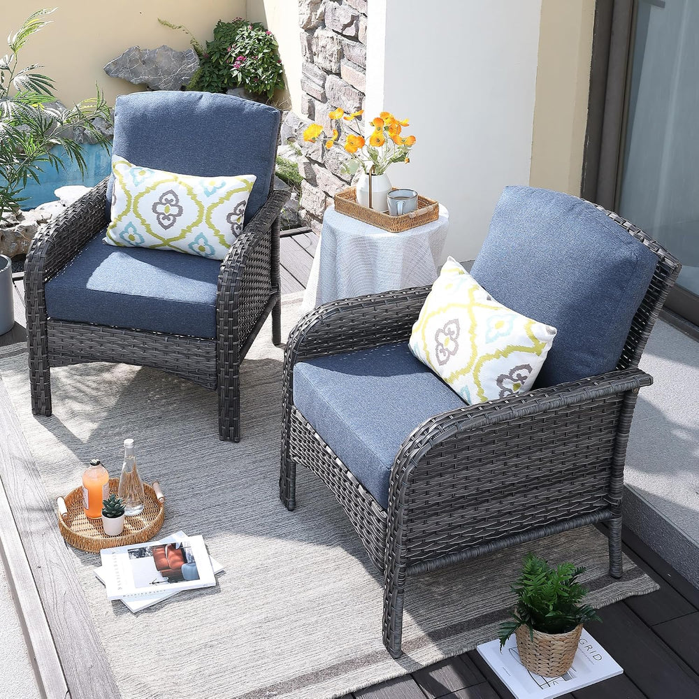 ovios 2-Piece Patio Furniture Set, Outdoor Wicker Sofa with Chairs, High Back...