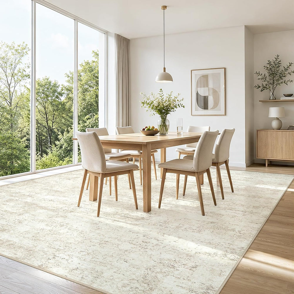 9x12 Area Rugs for Living Room Large Washable Beige Carpets for Bedroom