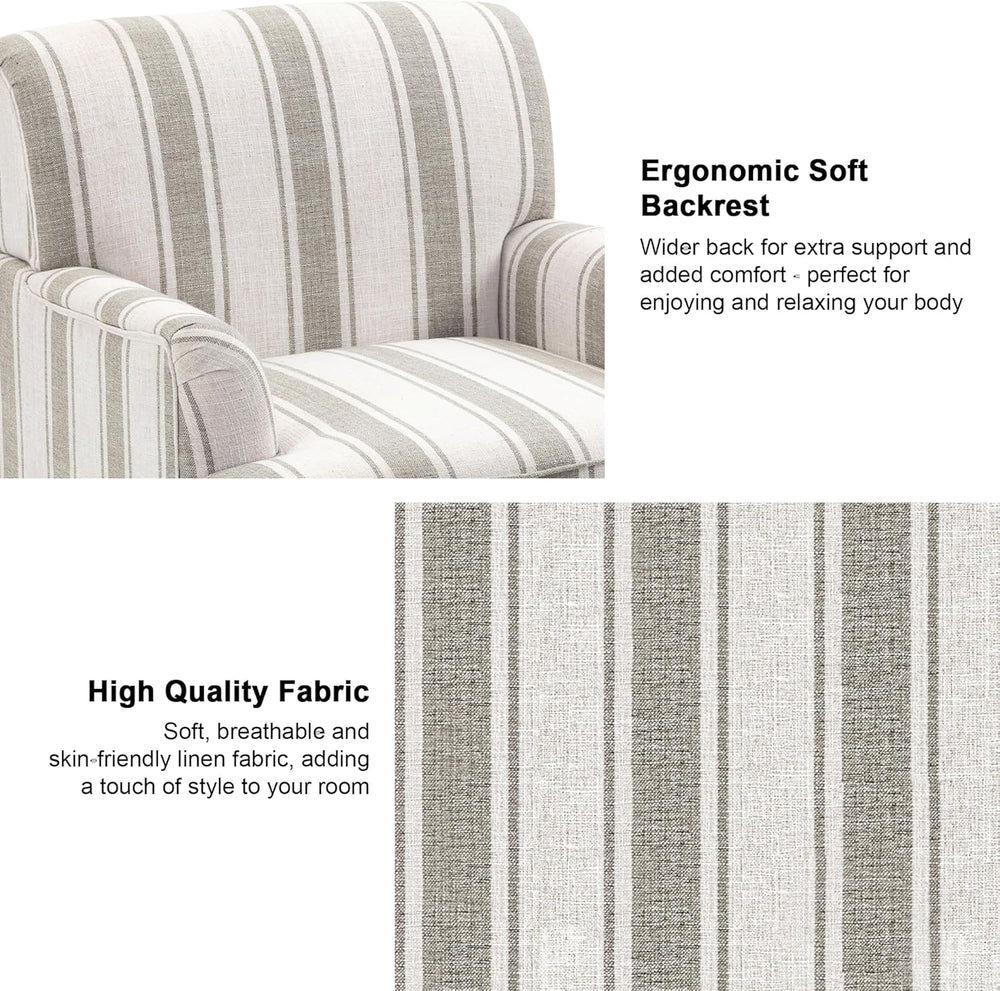 Mid-Century Modern Accent Chair, Brown Stripe, Set of 1