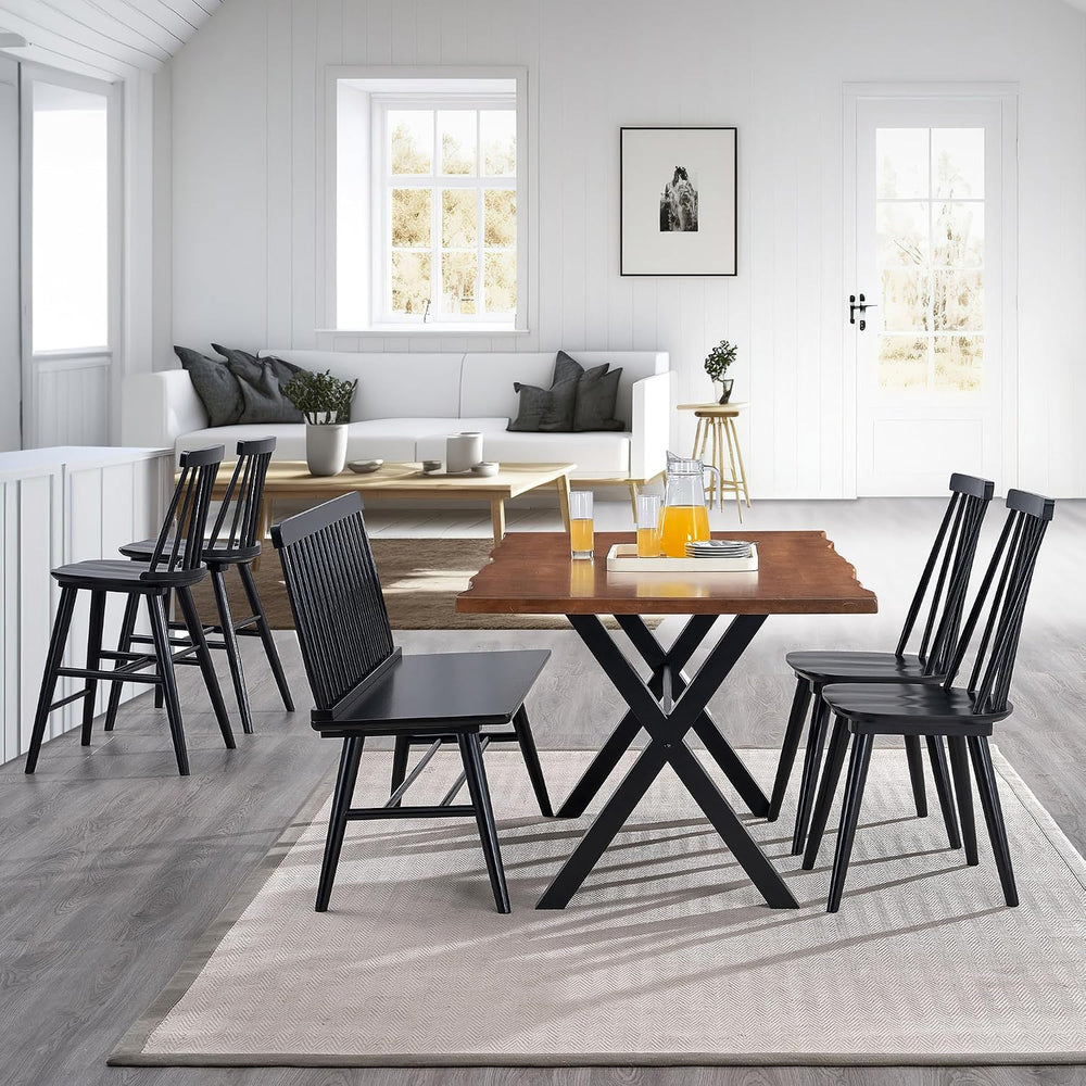 DUHOME Wood Bar Stools Set of 2, Farmhouse Counter Stools 24’’ Barstool with ...