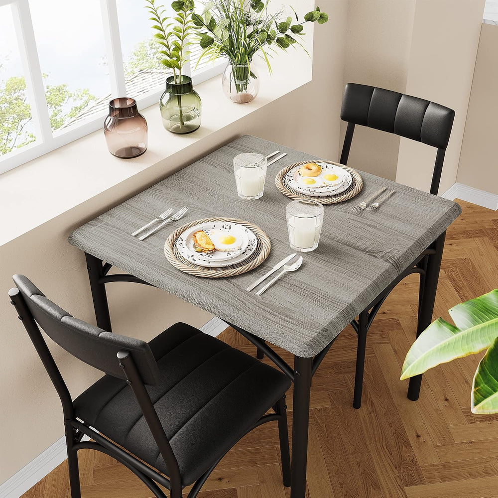 Amyove Modern Rustic Gray Square Dining Set, 29.2' L x W 30.1' H Tabl...