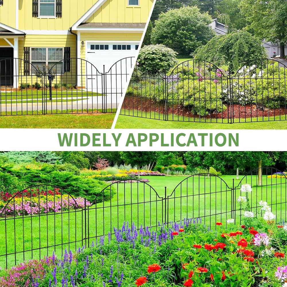 5 Panels No Dig Decorative Small Garden Fence with Gate, 24in (H) x10ft(L)