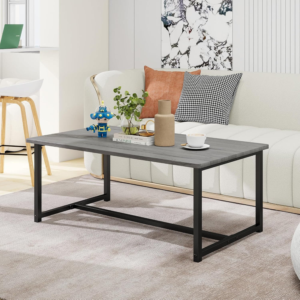 35.4" Rectangular Coffee Table for Living Room, Modern Industrial Style ...