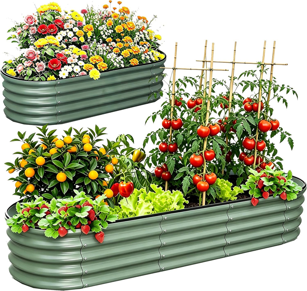 NestNature 17" Tall Galvanized Garden Bed,10-in-2 Modular Raised Garden Bed