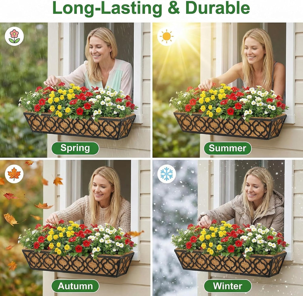 Y&M Deck Railing Planter Boxes, Adjustable Balcony Planter for Outdoor Pl...