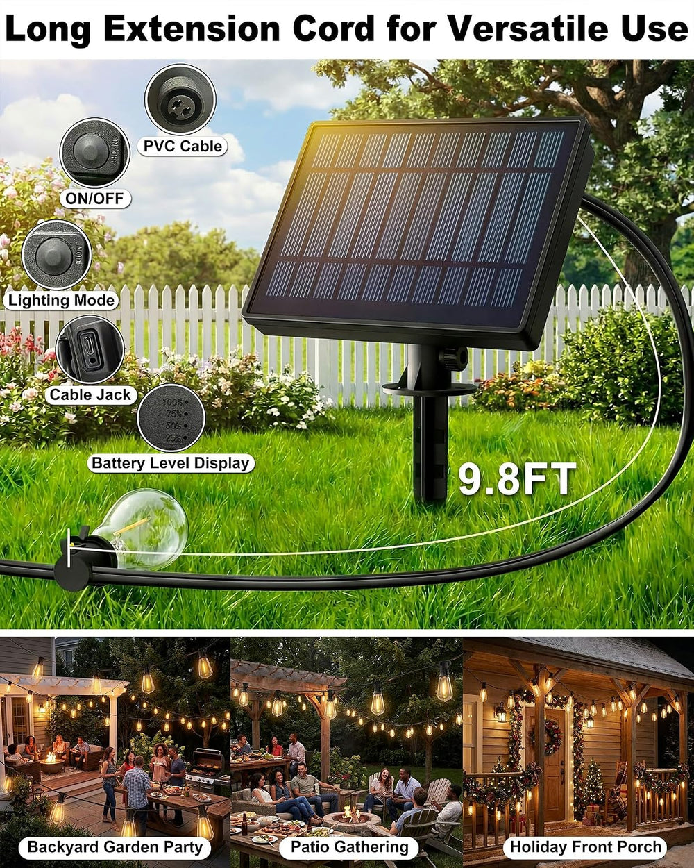 Solar String Lights Waterproof, 162FT(72+3) ST38 Outdoor Lights with Remote, ...