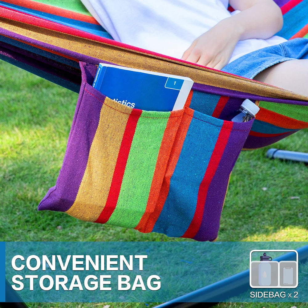 Double Hammock with Stand for Outside, Heavy-Duty, Portable Tropical