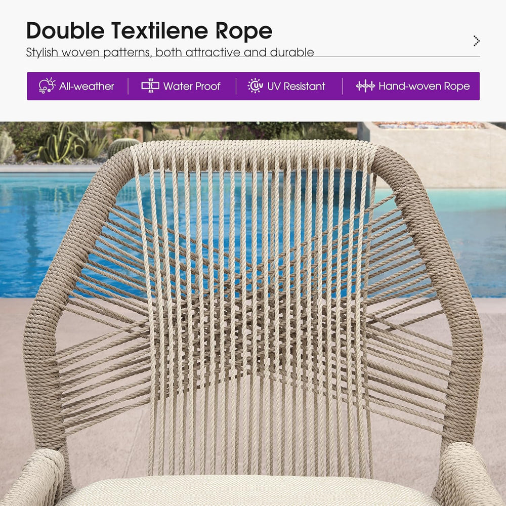 PURPLE LEAF Patio Bar Stool Set of 4 Aluminum Outdoor Rattan Barstools Teak