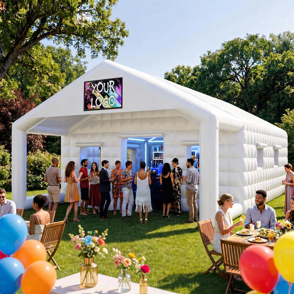 37×20×13Ft White Inflatable Nightclub, Blow up Party Tent with Blower