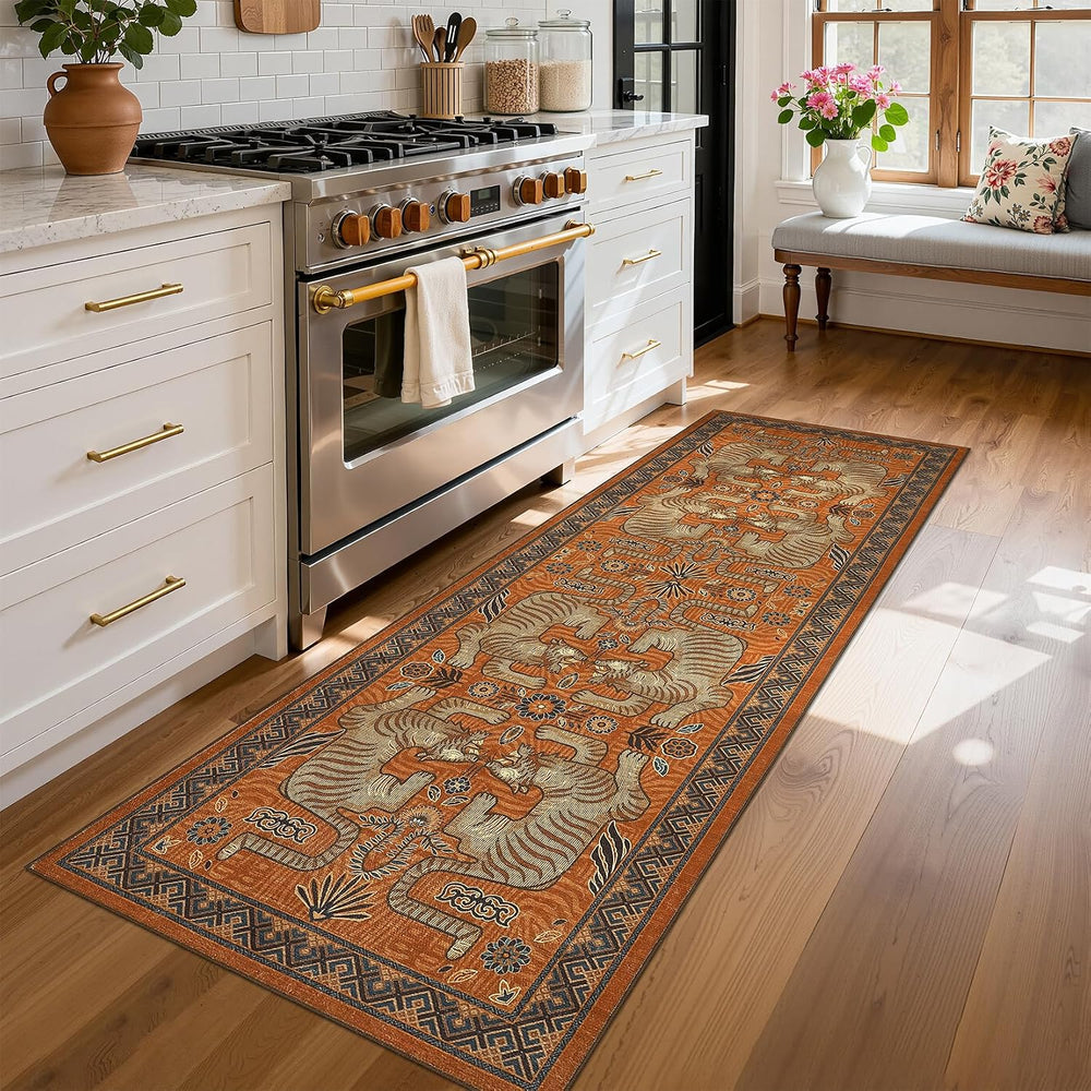 GarveeHome Tiger Print 2.5'x8' Washable Non Slip Runner Boho Hallway ...