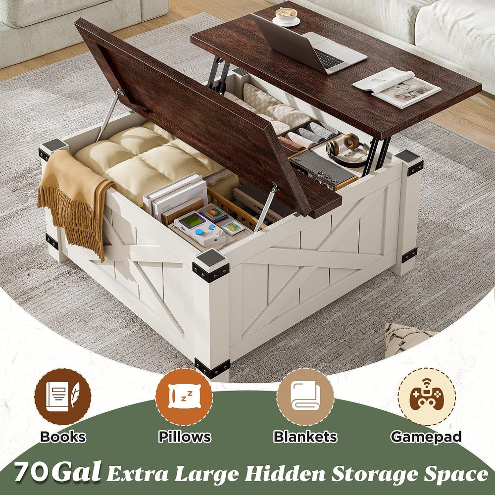 EnHomee Lift Top Coffee Table with Storage, 36" Farmhouse Coffee Tables ...