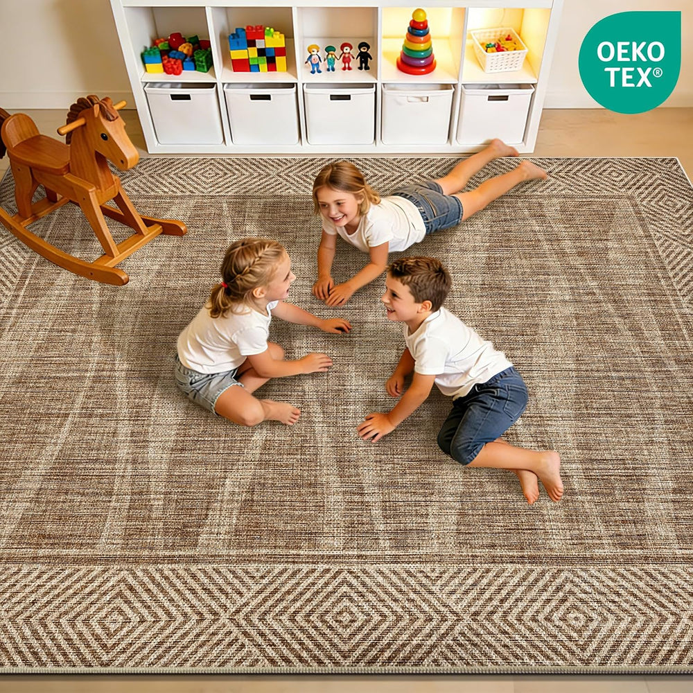 Yinhua Easy Jute Rug 5x7 Outdoor Patio Rug for Living Room, Light Brown