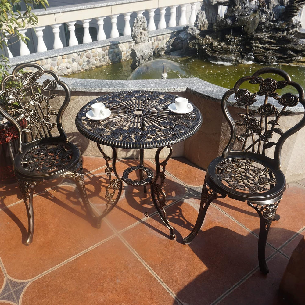 KAILI Outdoor Furniture Bistro Set with Rose Pattern 1 Table 2 Chairs for Gar...