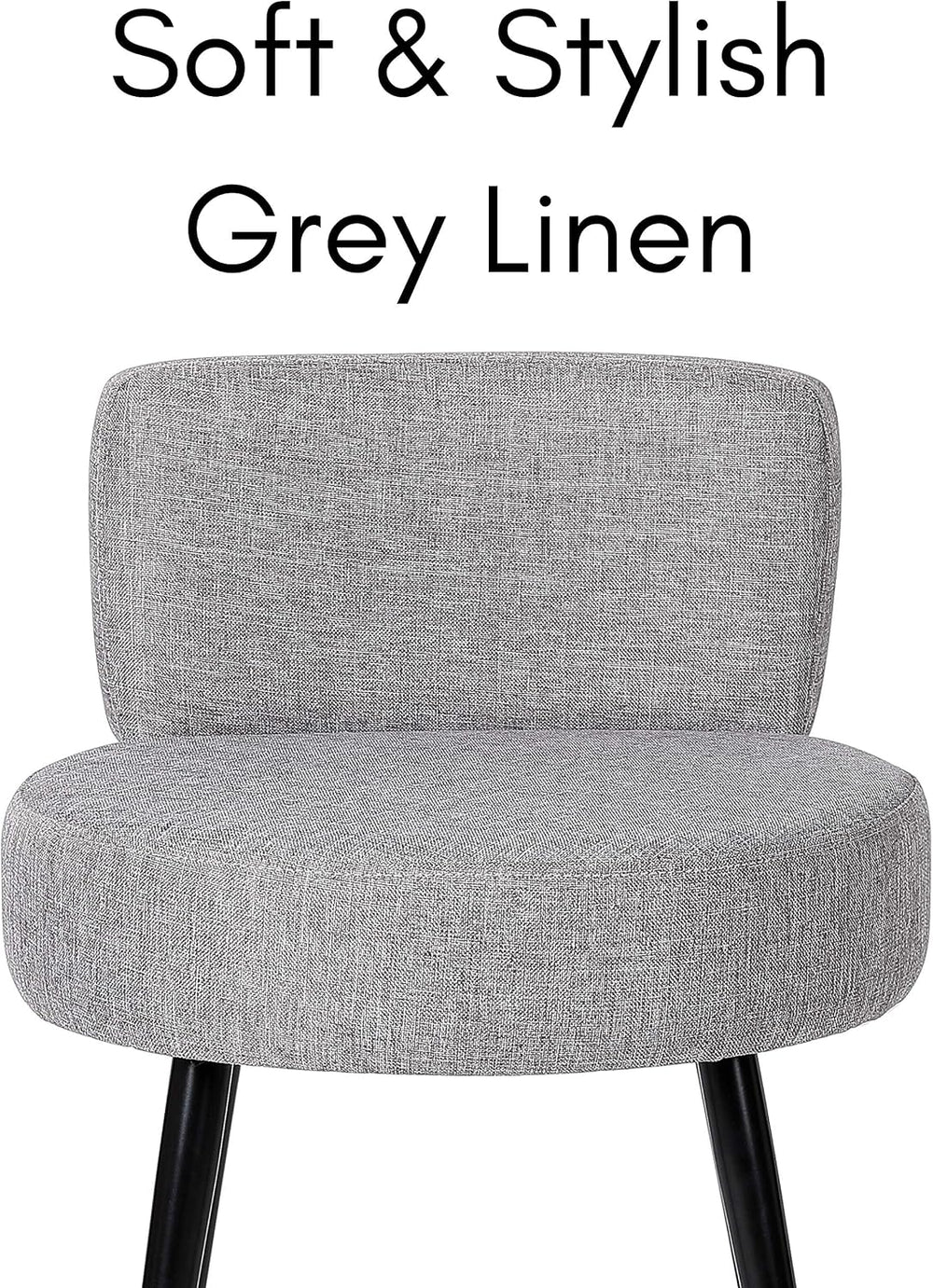 BIRDROCK HOME Linen Chair w/Back - Small Padded Footrest - Compact Round Otto...