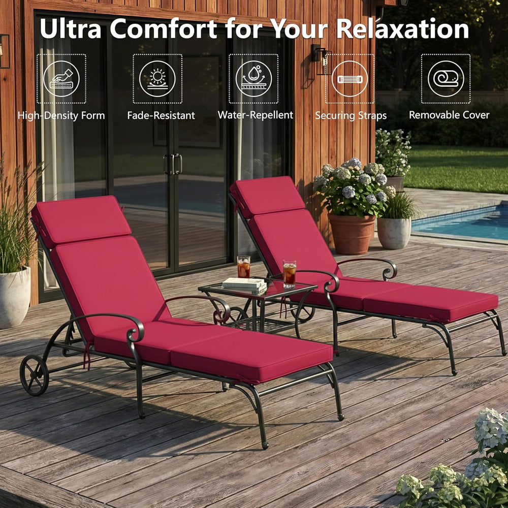 80 x 26 Inch Outdoor Chaise Lounge Cushions Set of 2 - Removable Cover, 4-Sec...