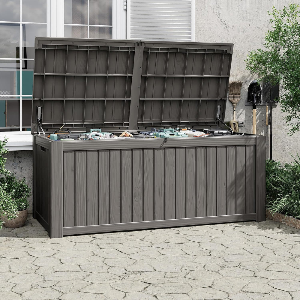 Outdoor Storage Waterproof Deck Box for Patio (220 Gallon, Grey)