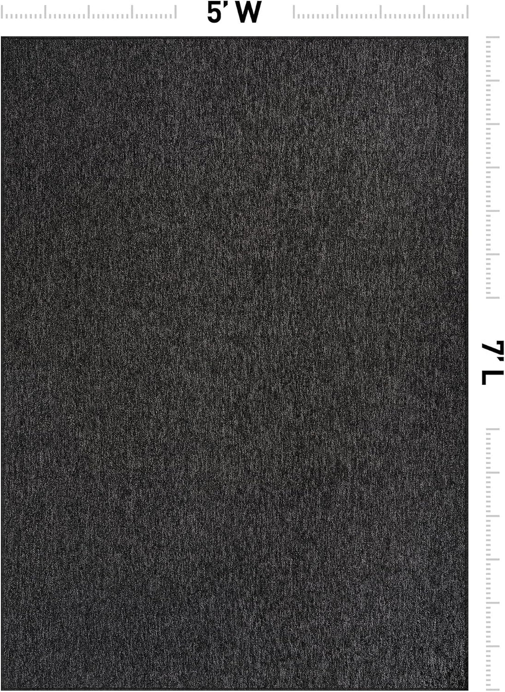 Rugshop Modern Textured Power Loomed Area Rug Non-Slip Dark Gray 5' x 7'