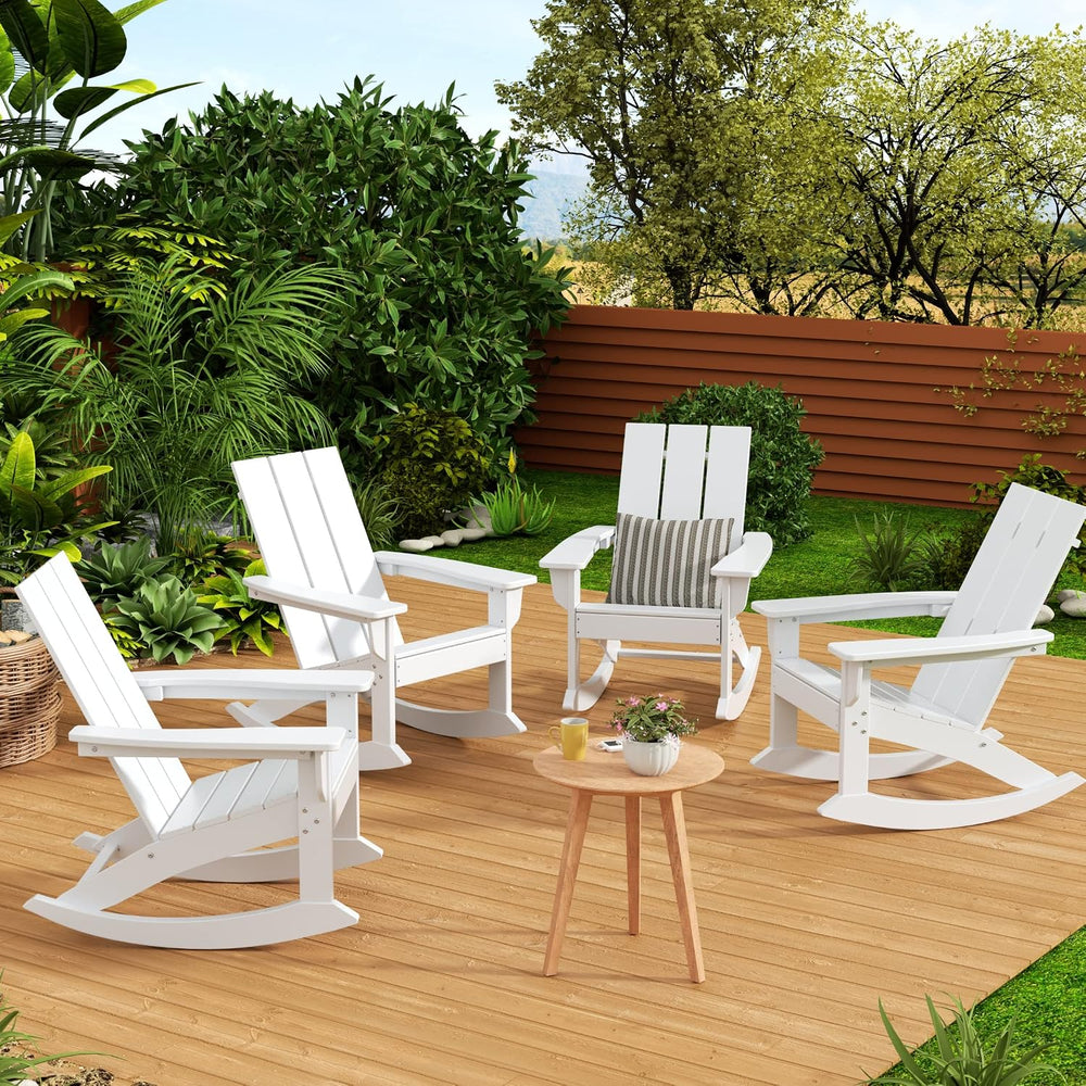 WestinTrends Ashore Patio Rocking Chairs Set of 4, All Weather Poly Lumber Pl...