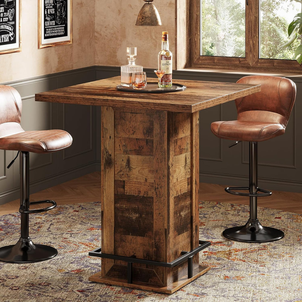 Tribesigns 39.4" H Square Bar Table, Industrial High Top Bistro Pub Cock...
