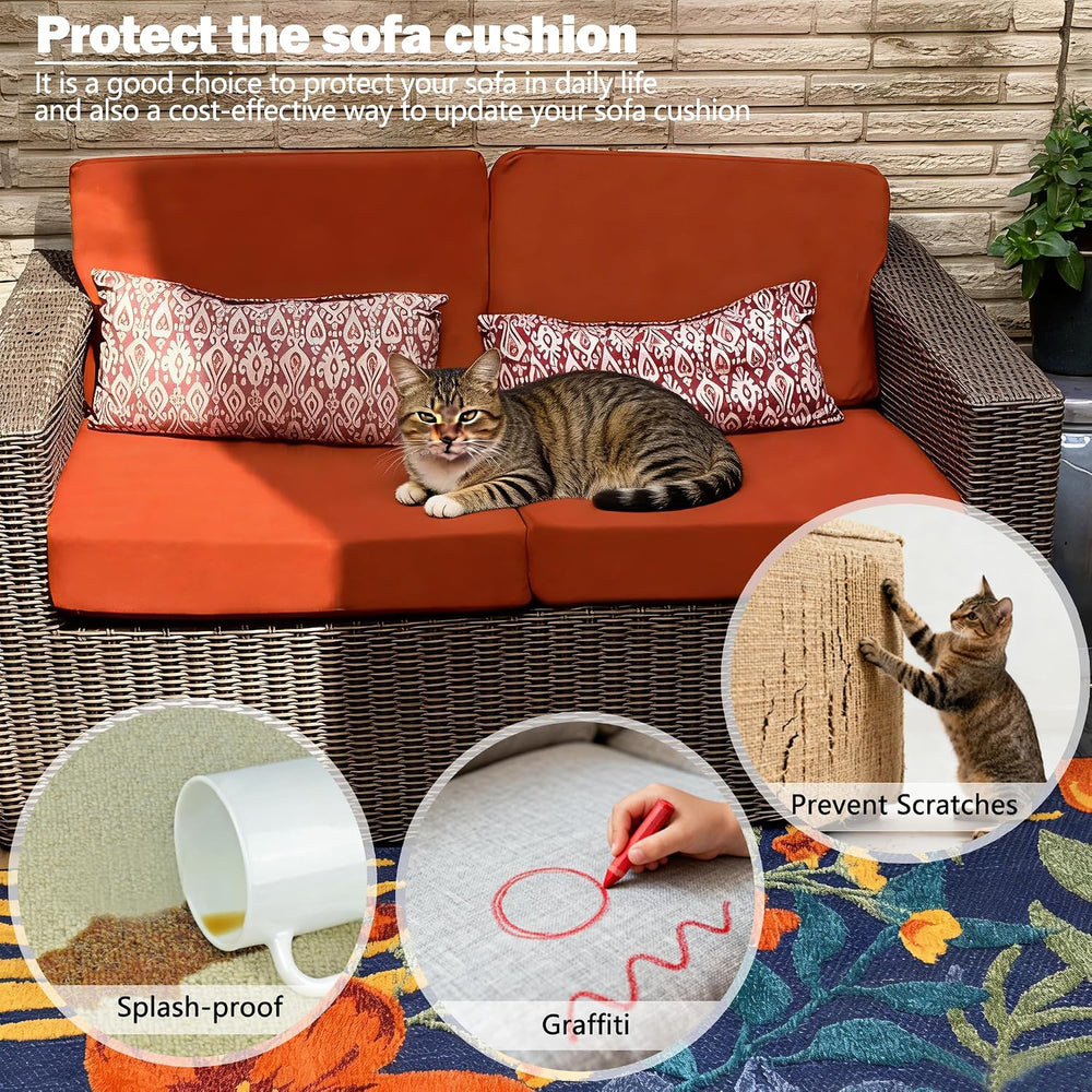 Patio Cushion Covers Replacement, Deep Seat Patio Cushions Cover set of 4