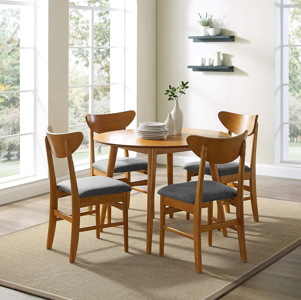 Crosley Furniture Landon 5-Piece Mid Century Round Dining Table Set for 4, Acorn