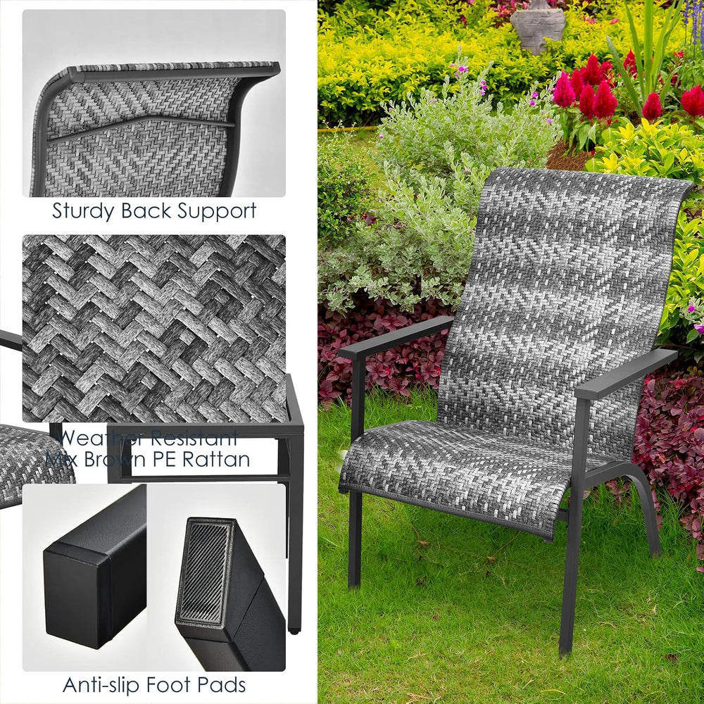Tangkula 3 Piece High Back Patio Chairs Set, Outdoor Rattan Chairs with Coffe...