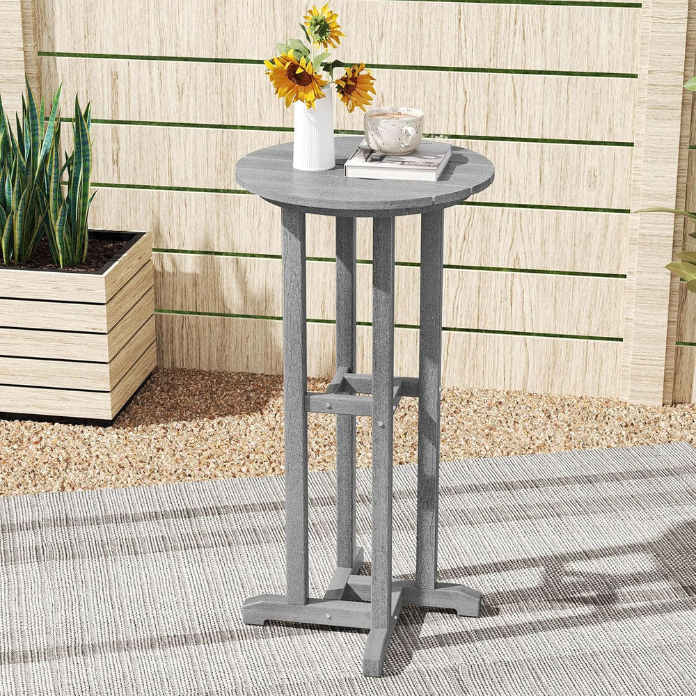 Tangkula 21.5" Round Bar Table, Grey