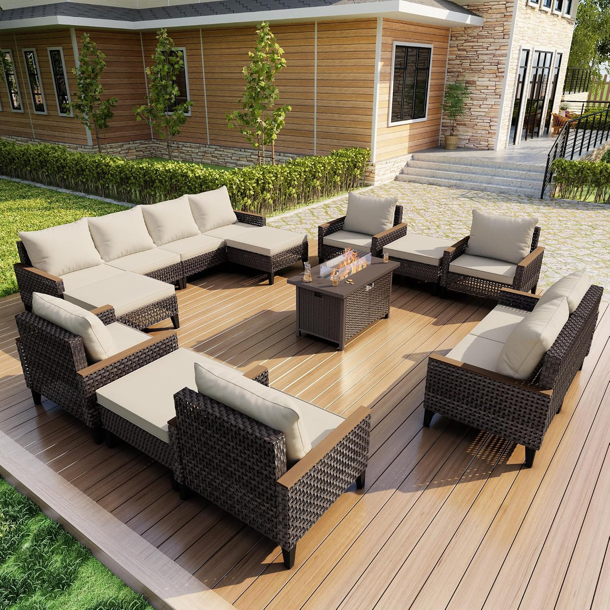 15 pieces outdoor furniture set, patio conversation sets, main product view
