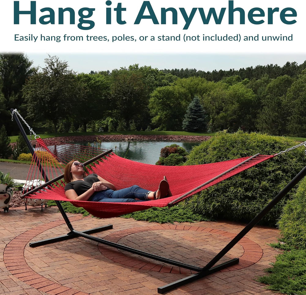 Sunnydaze 75" x 55" Bed, Heavy-Duty Double Rope Hammock for Outside...