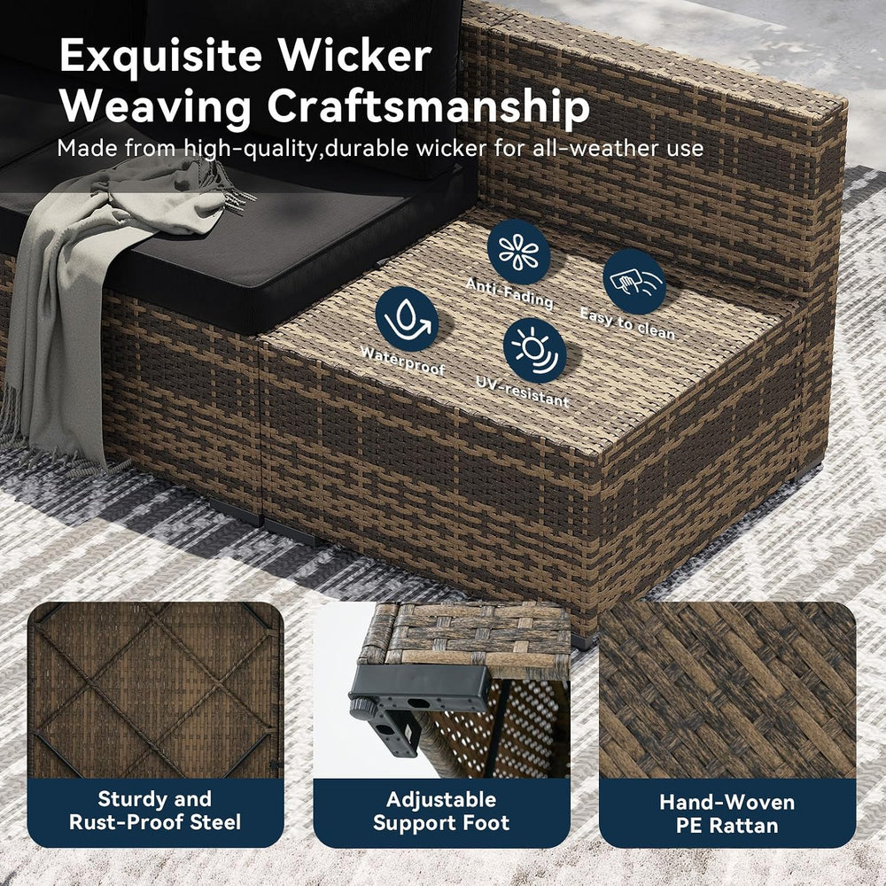 LazySunsets 8 Piece Outdoor Patio Furniture Set with 44'' Fire Pit Ta...