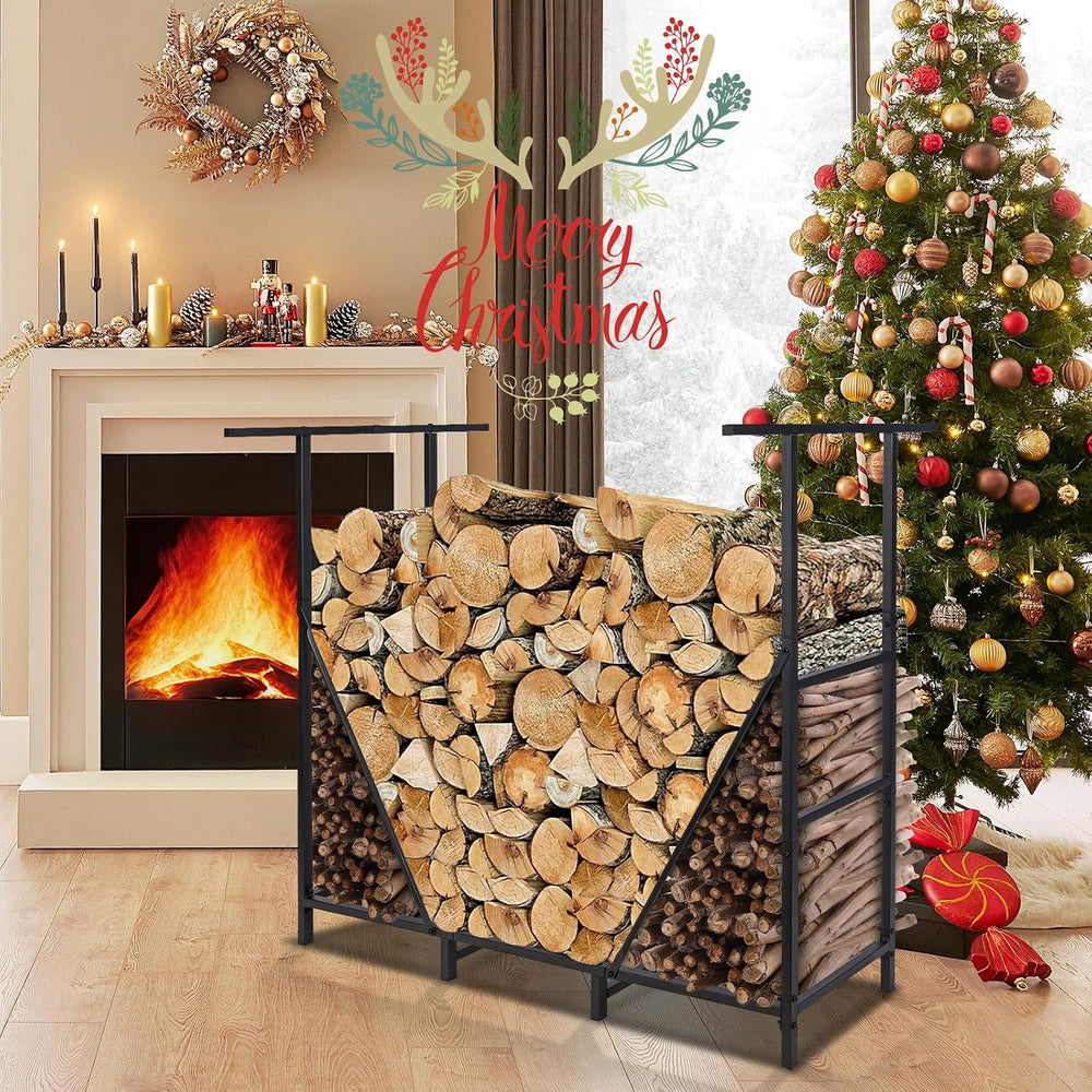 HONEST OUTFITTERS 4ft Firewood Rack Outdoor, Adjustable Heavy Duty Firewood H...