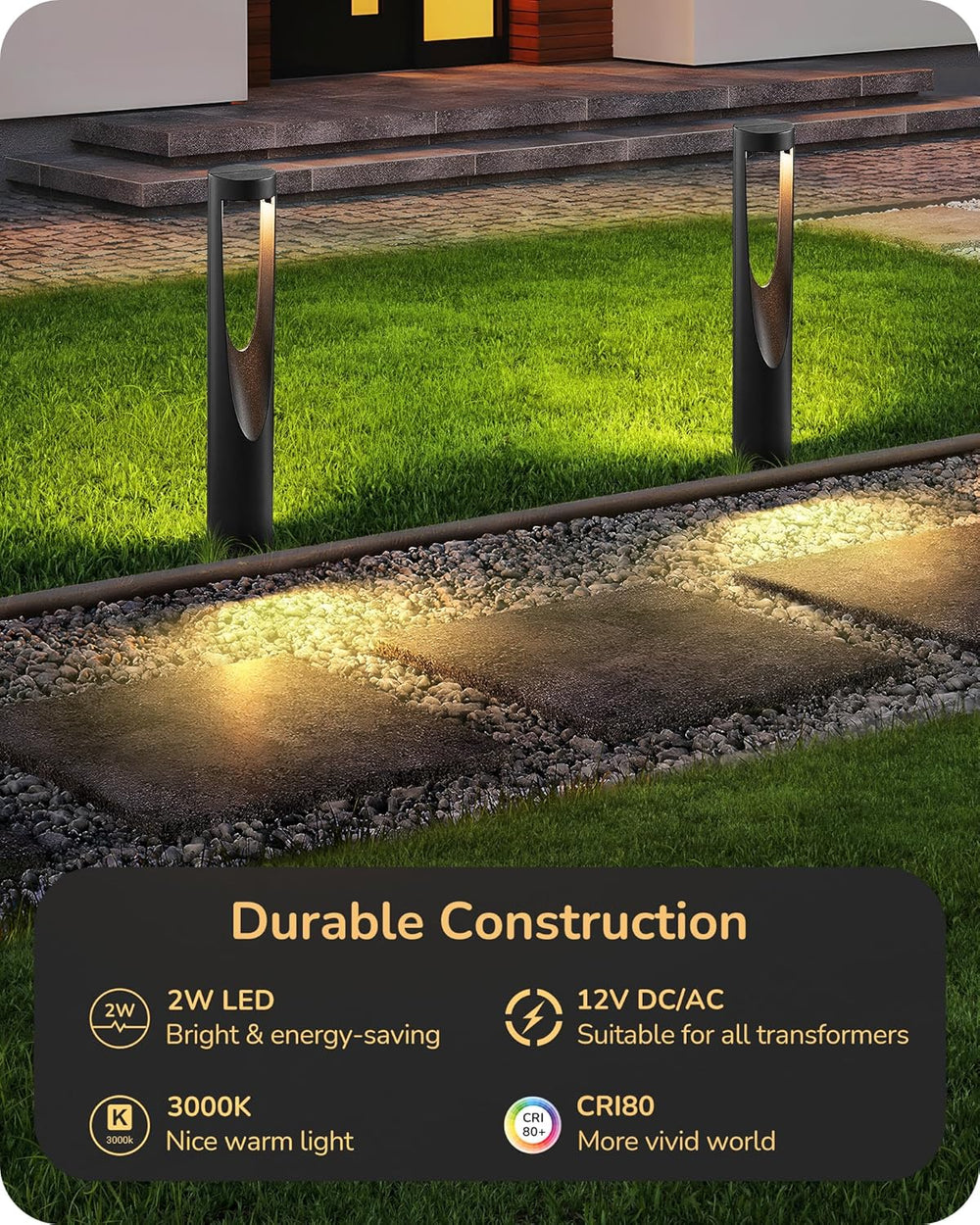 EDISHINE Low Voltage Landscape Lights for Walkway 6 Pack