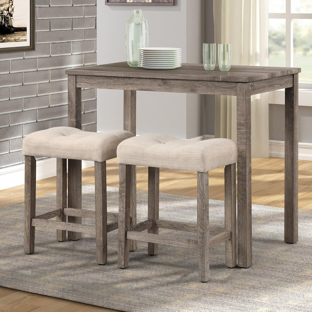 Roundhill Furniture Sora Button Tufted Counter Height Saddle Stools, Set of 2...