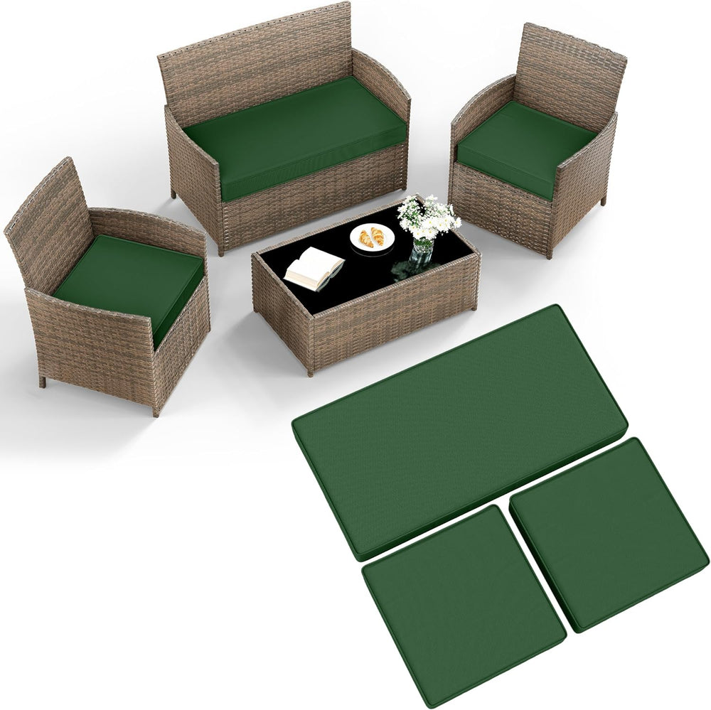 3 Pcs Outdoor Patio Furniture Cushion Replacement Cover, Cover Only - Green