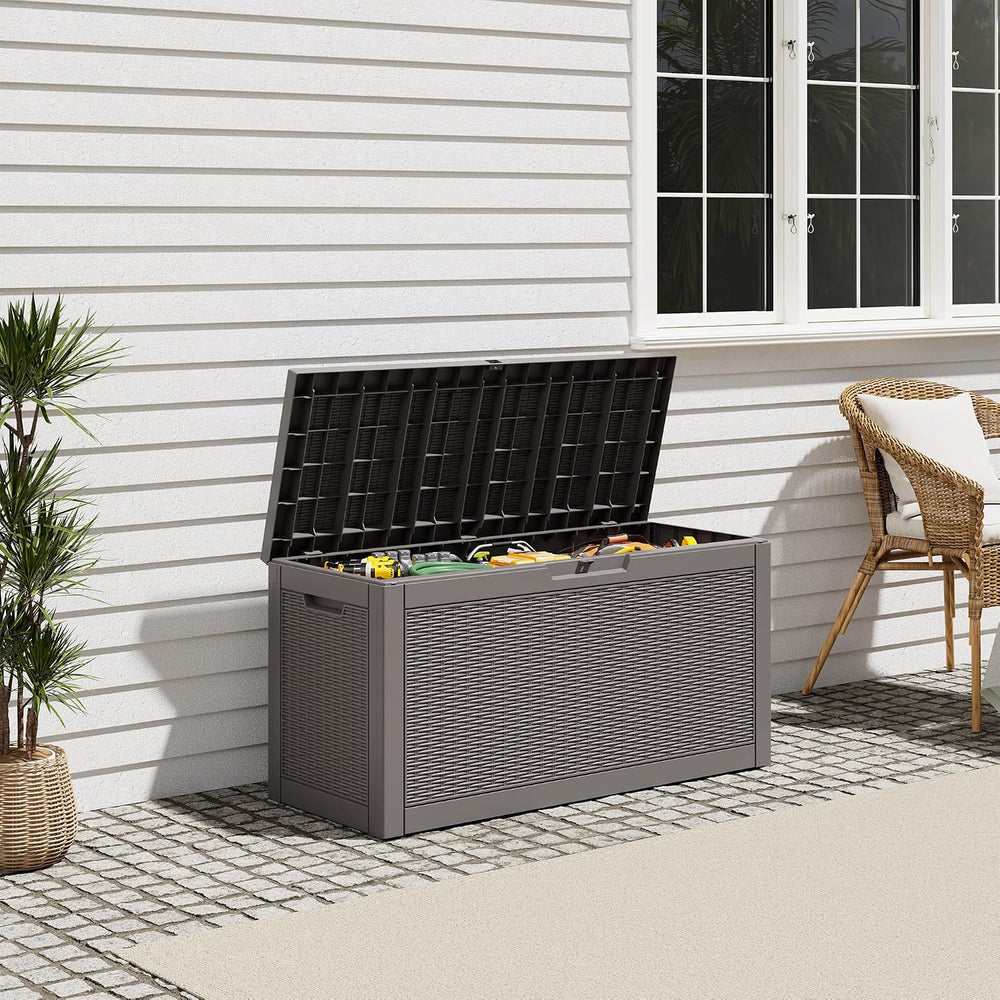 Outdoor Deck Storage Box, Waterproof,Grey,72 Gallon