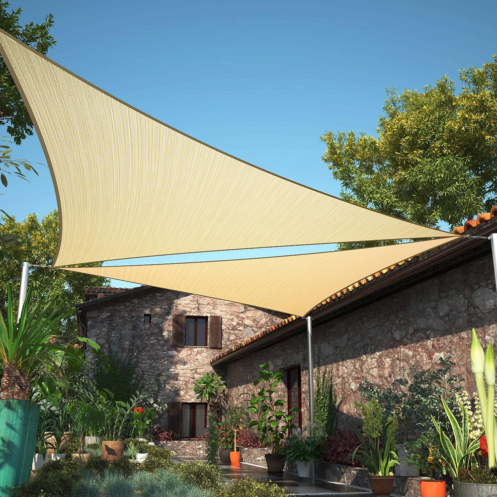 ShadeMart 16' x 16' x 22.6' Beige Right Triangle Sun Shade Sail U...