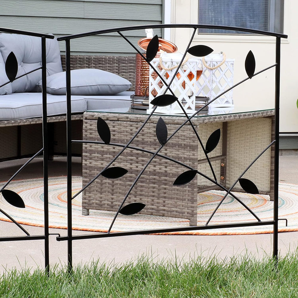 Sunnydaze No Dig Decorative Garden Fence Border, 5 Panels, 10' Total, Black