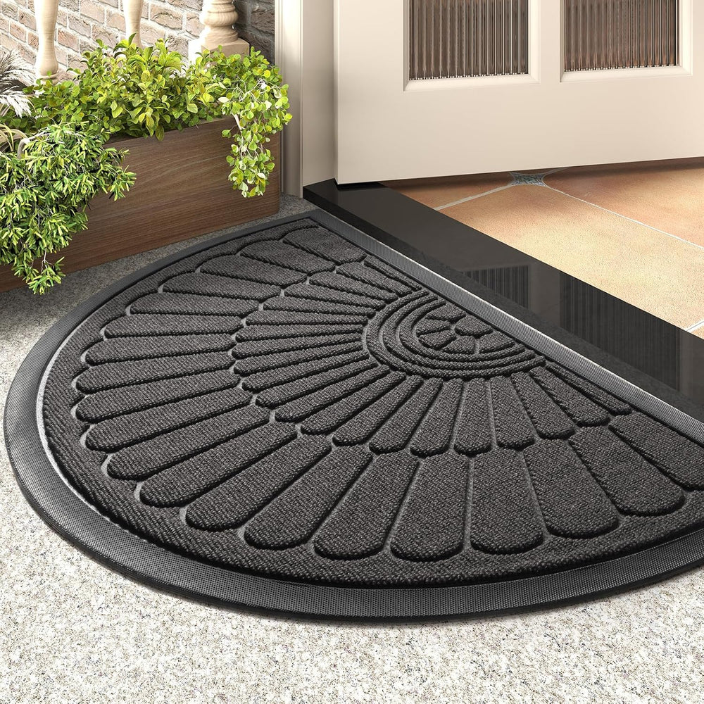 tchdio Door Mat Outdoor Indoor Entrance Doormat-Semicircular Durable Rubber N...
