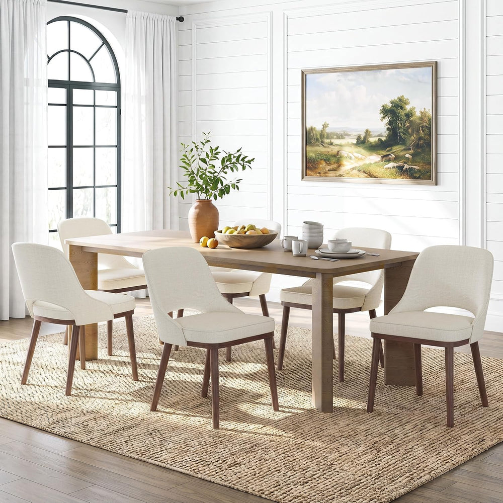 MALOL Wooden Dining Chairs Set of 6, Modern Fabric Upholstered Dining Room Ch...