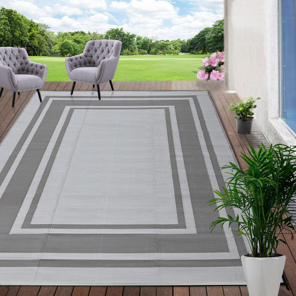 RURALITY Outdoor Rugs 8'x10' Waterproof for Patios Clearance,Plastic ...