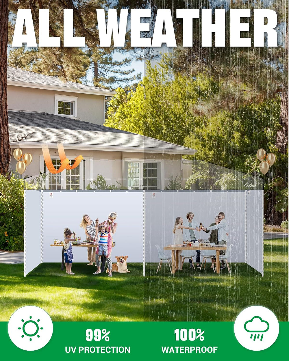 ACEPIC 10x20ft Canopy Sidewalls Only, Black (4PCS, Frame Not Included)