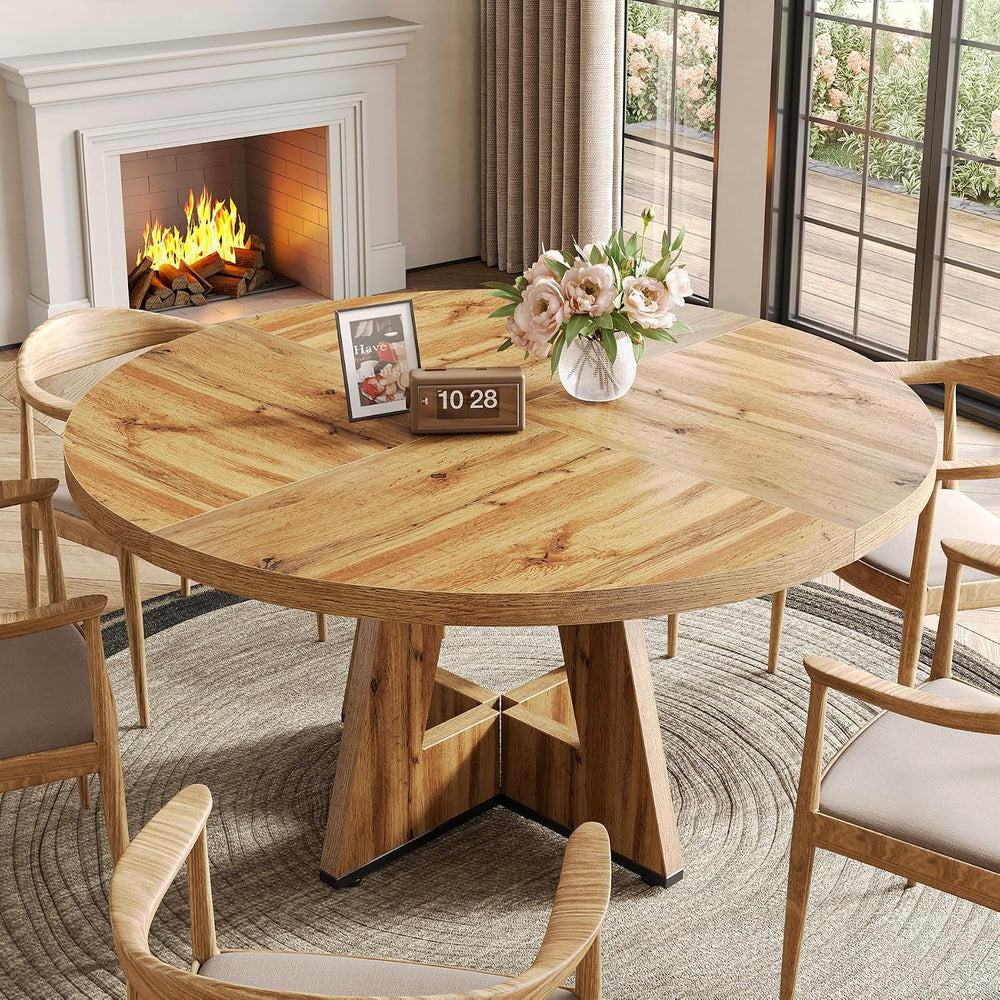 LITTLE TREE Round Dining Table for 4-6 People, 47 Inches Dining Room Table wi...