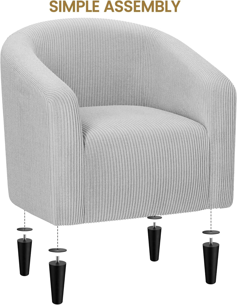 Yaheetech Small 25.5in Wide Corduroy Accent Chair for Bedroom, Light Gray
