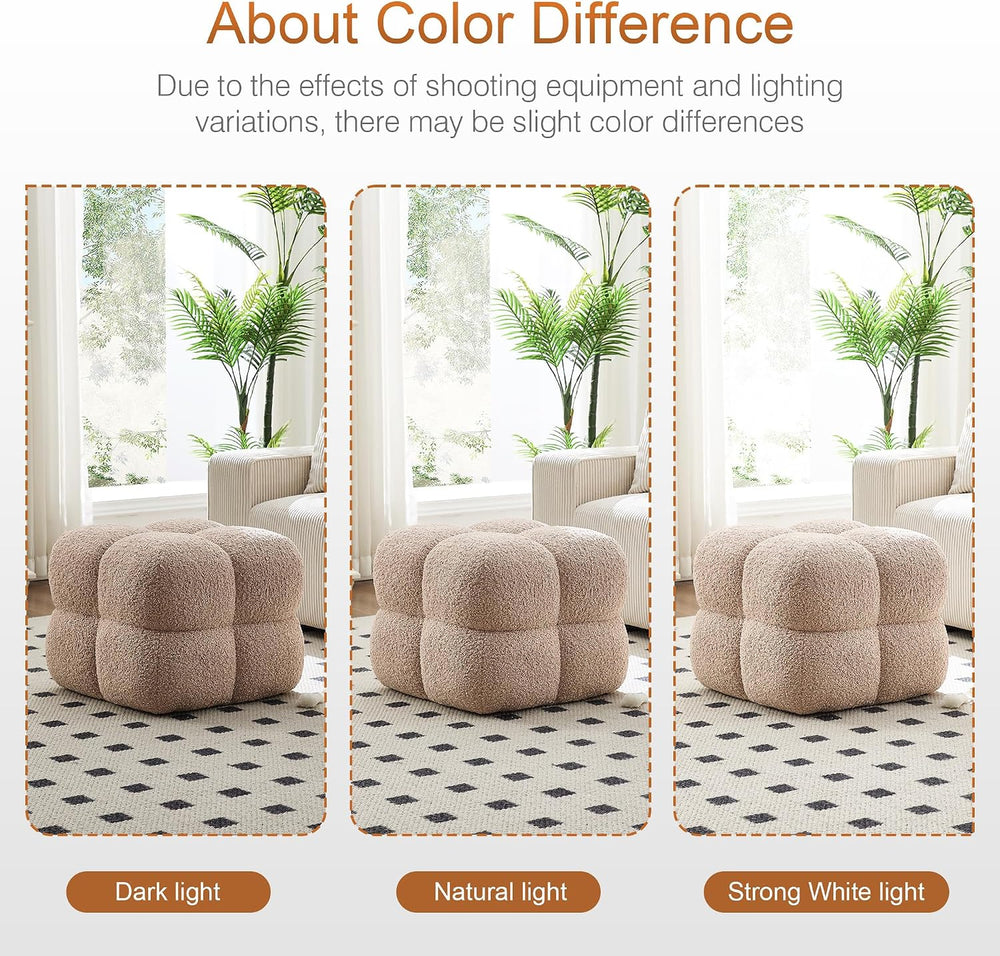 Zesthouse Square Pouf Ottoman Footstool, Modern Vanity Chair for Bedroom