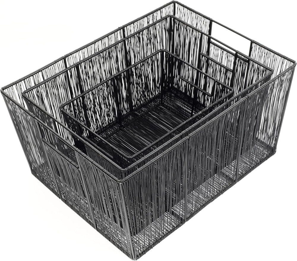 happimess Sutton 6-Piece Nesting Mild Steel Storage Baskets 16", Black