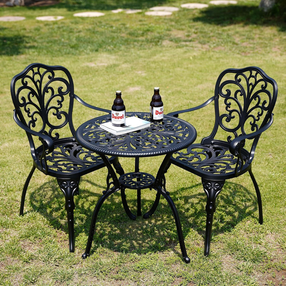 Bistro Set 3 Piece Outdoor, Bistro Table and Chairs Set of 2, All Weather Pat...