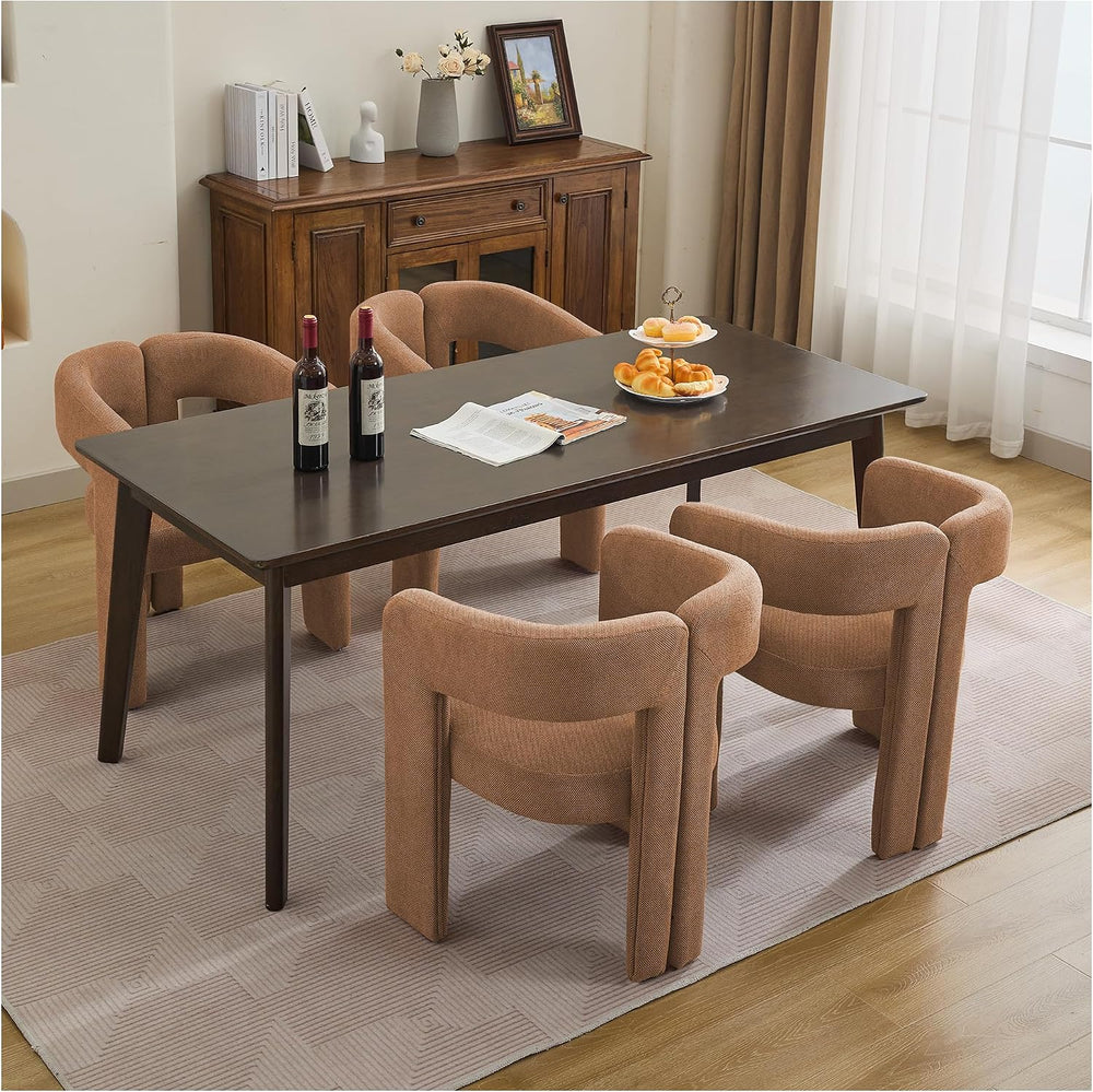 adochr Barrel Dining Chairs Set of 4,Linen Accent Chairs with Arms,Brown